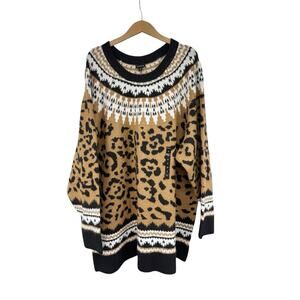 Torrid Vegan Cashmere Pullover Sweater Leopard Faire Isle Plus Size 5 5X 28